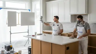 Professional cabinet painting in Royal Oak, MI kitchen by expert house painters for a smooth durable finish