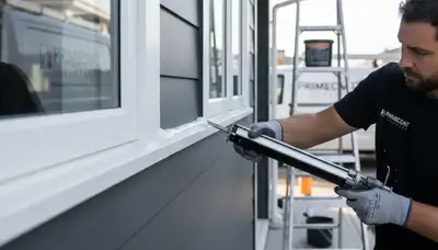 Professional caulking and sealing on Royal Oak MI home exterior for weatherproof house protection