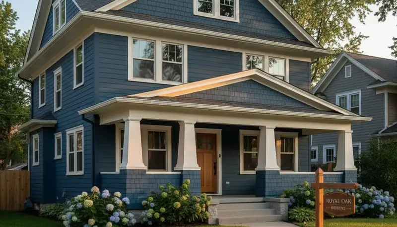 Freshly painted home exterior in Royal Oak, MI with smooth, durable finishes by expert house painters