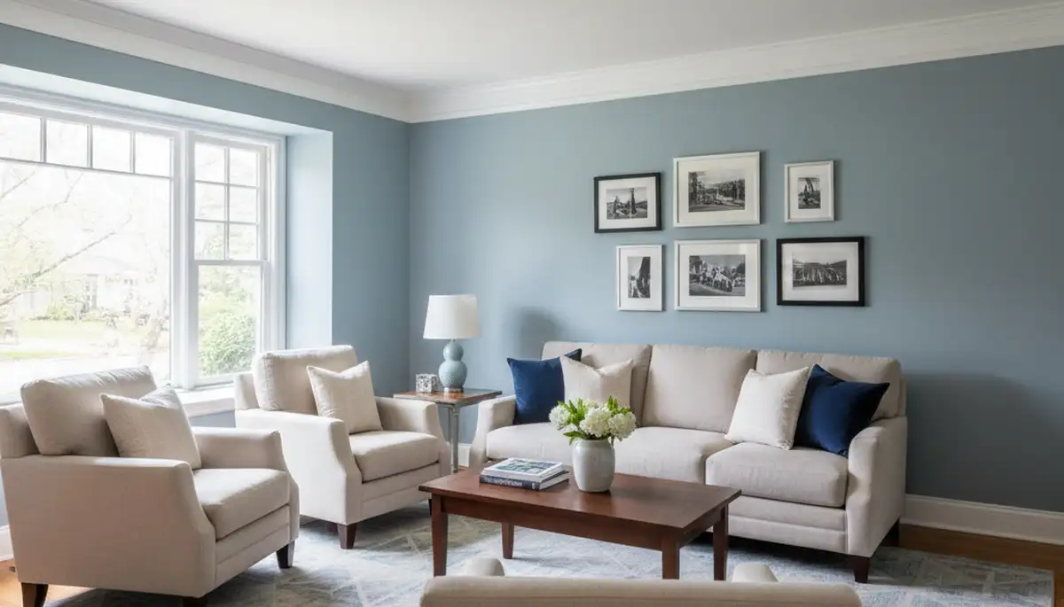 Freshly painted Royal Oak, MI living room with smooth professional interior painting finishes