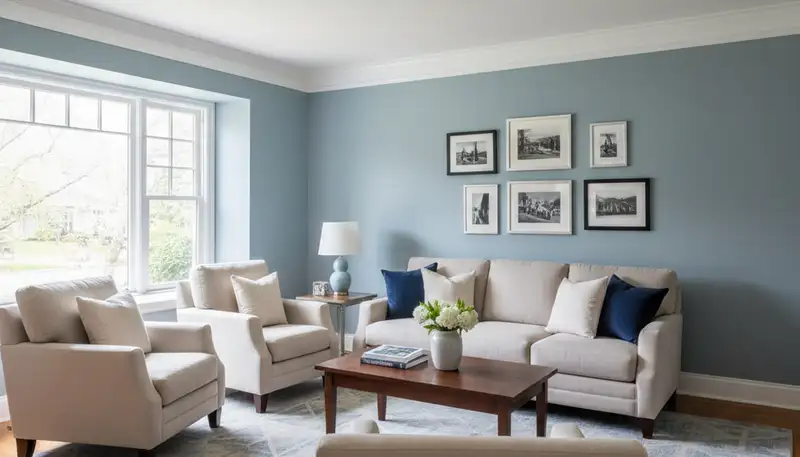 Freshly painted Royal Oak, MI living room with smooth professional interior painting finishes