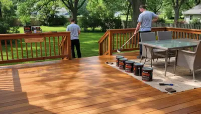 Professional deck staining in Royal Oak, MI protecting wood with UV and moisture-resistant finish