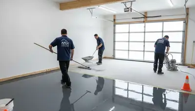 Epoxy garage floor coating in Royal Oak MI applied by professional painters for durable finish