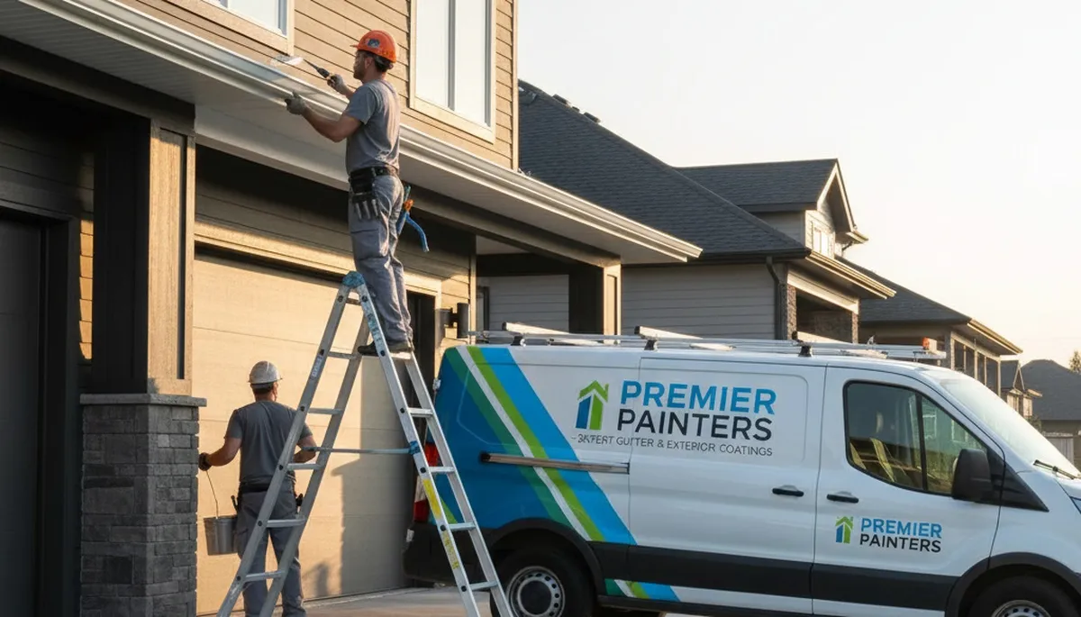 Professional gutter painting on a residential home in Royal Oak, MI by expert local painters