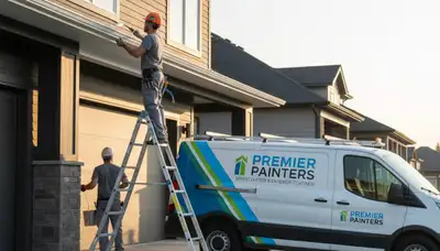 Professional gutter painting on a residential home in Royal Oak, MI by expert local painters