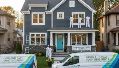 Professional house painters working on home exterior in Royal Oak MI