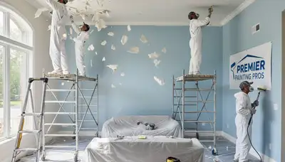 Professional popcorn ceiling removal by house painters in Royal Oak, MI for smooth modern interiors