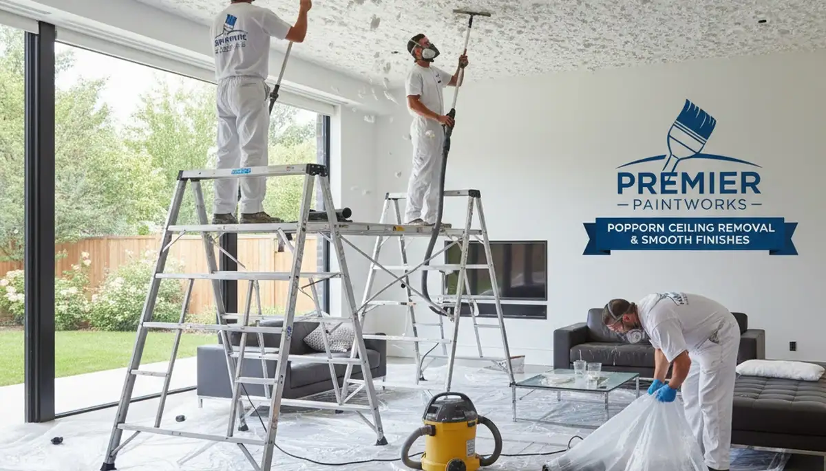 Popcorn ceiling removal by professional house painters in Royal Oak, MI for smooth modern ceilings