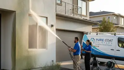 Professional pressure cleaning residential exterior in Royal Oak MI removing dirt mold and salt buildup