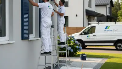 Professional shutter painting on a Royal Oak MI home by expert house painters restoring curb appeal