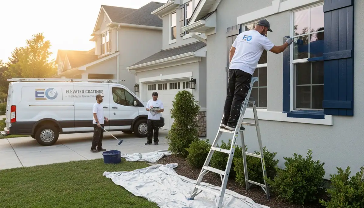 Professional shutter painting on home exterior in Royal Oak, MI by expert house painters