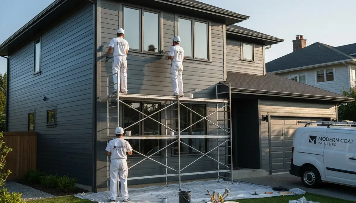 Professional siding painting on a Royal Oak MI home exterior by expert house painters