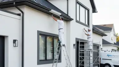 Professional trim and fascia painting on a Royal Oak MI home exterior by expert painters