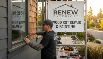 Professional wood rot repair on home exterior by expert painters in Royal Oak, MI
